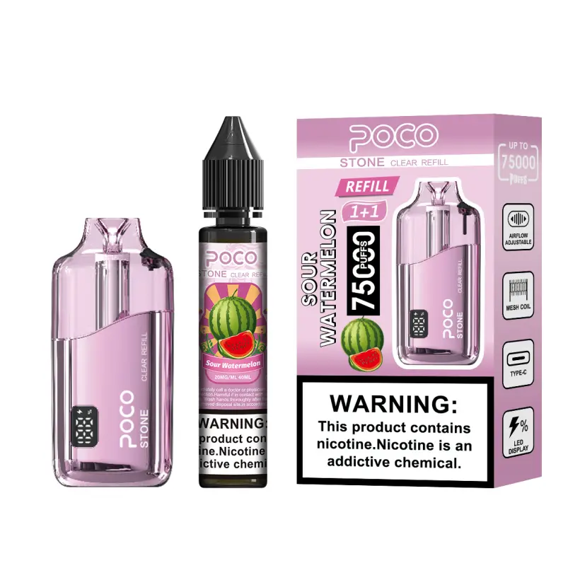 POCO 75K Puffs Stone Kryształowy Jednorazowy Vape z Możliwością Napełniania 75000 z 40ml Płynu Magazyn UE 7 POCO 75K Puffs Stone Kryształowy Jednorazowy Vape z Możliwością Napełniania 75000 z 40ml Płynu Magazyn UE