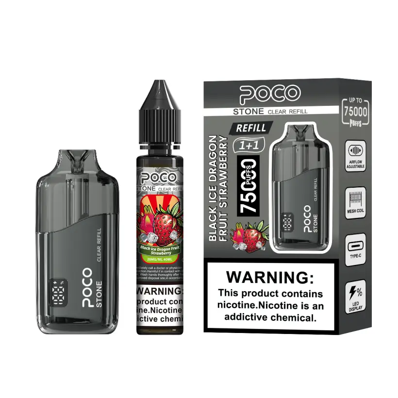 POCO 75K Puffs Stone Kryształowy Jednorazowy Vape z Możliwością Napełniania 75000 z 40ml Płynu Magazyn UE 4 POCO 75K Puffs Stone Kryształowy Jednorazowy Vape z Możliwością Napełniania 75000 z 40ml Płynu Magazyn UE