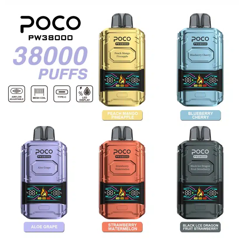 POCO PW 38000 Pufów 38K Najlepszy Jednorazowy Vape Pen Darmowa Wysyłka Magazyn UE 3 POCO PW 38000 Pufów 38K Najlepszy Jednorazowy Vape Pen Darmowa Wysyłka Magazyn UE