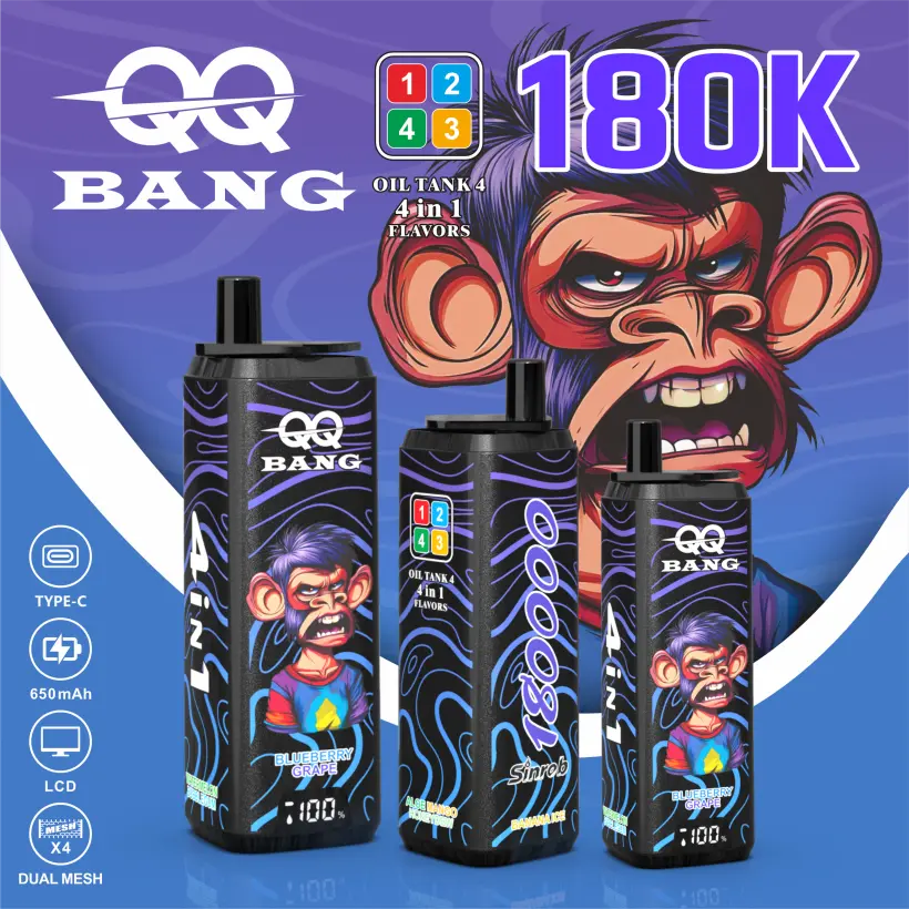 QQ Bang 180k Puffs Jednorazowy Vape 4 W 1 180000 Sprzedaż Hurtowa Darmowa Wysyłka 4 QQ Bang 180k Puffs Jednorazowy Vape 4 W 1 180000 Sprzedaż Hurtowa Darmowa Wysyłka