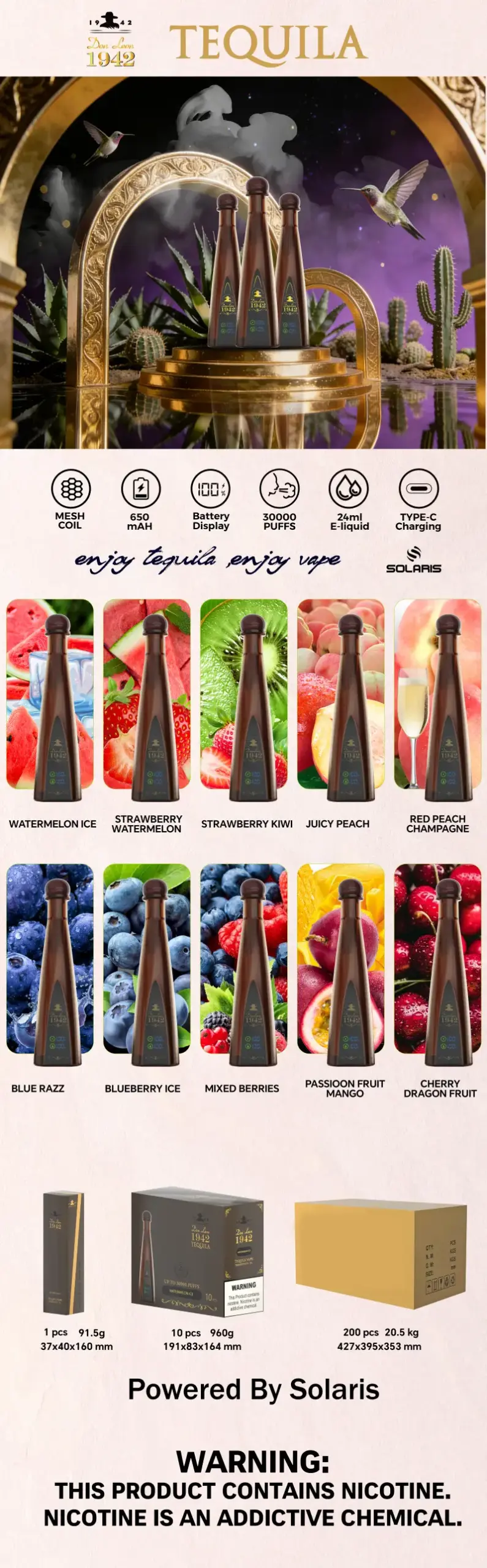 Solaris Tequila 30000 Puffs Don Leon 1942 30k Jednorazowy Vape Pen Magazyn UE 16 Solaris Tequila 30000 Puffs Don Leon 1942 30k Jednorazowy Vape Pen Magazyn UE