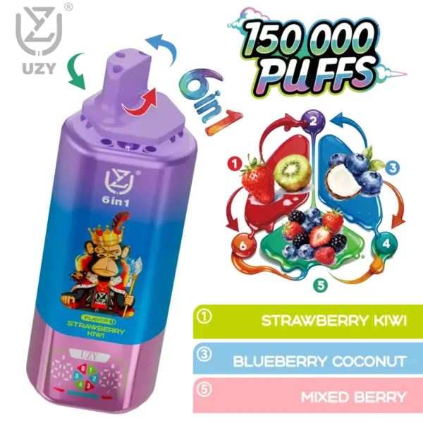 UZY 150K Puffs 6 w 1 Smaki Jednorazowy Vape 150000 Darmowa Wysyłka Magazyn UE 15 UZY 150K Puffs 6 w 1 Smaki Jednorazowy Vape 150000 Darmowa Wysyłka Magazyn UE