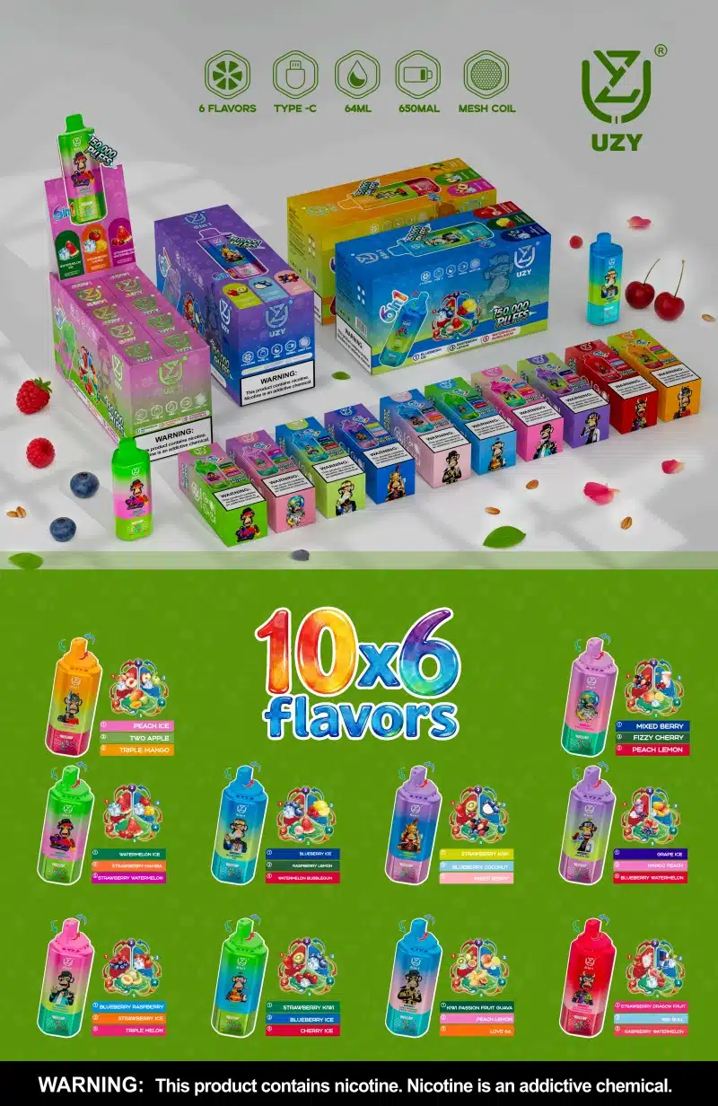 UZY 150K Puffs 6 w 1 Smaki Jednorazowy Vape 150000 Darmowa Wysyłka Magazyn UE 16 UZY 150K Puffs 6 w 1 Smaki Jednorazowy Vape 150000 Darmowa Wysyłka Magazyn UE