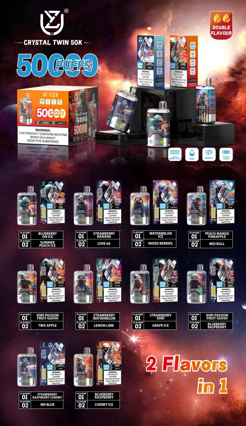 UZY 50K Puffs 2 w 1 Podwójny Smak Jednorazowy Vape Sklep 50000 Magazyn UE 16 UZY 50K Puffs 2 w 1 Podwójny Smak Jednorazowy Vape Sklep 50000 Magazyn UE