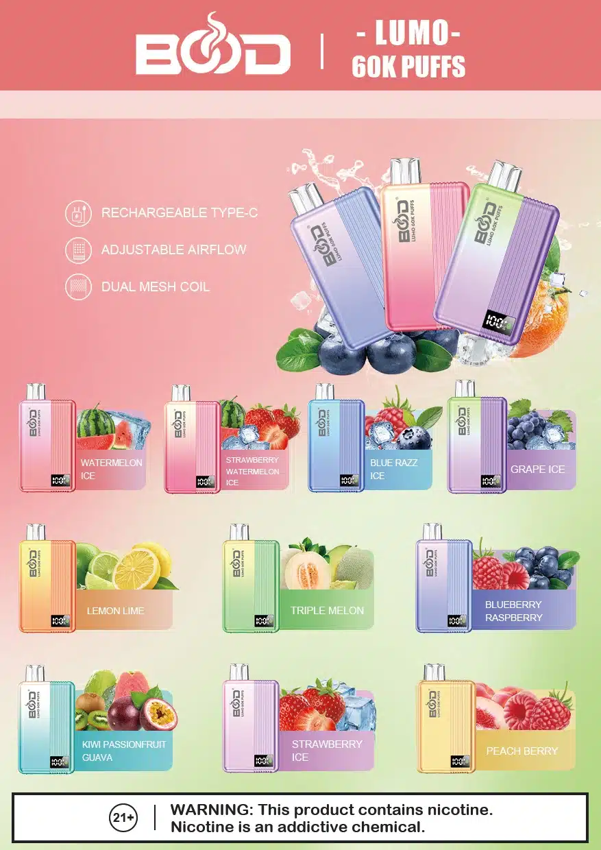 BOOD Lumo 60K Puffs 60000 Jednorazowy Vape Hurt Darmowa Wysyłka 16 BOOD Lumo 60K Puffs 60000 Jednorazowy Vape Hurt Darmowa Wysyłka