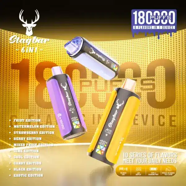Magazyn UE Stagbar 180k Puffs Jednorazowy Vape 4 w 1 Hurt Darmowa Wysyłka 13 Magazyn UE Stagbar 180k Puffs Jednorazowy Vape 4 w 1 Hurt Darmowa Wysyłka