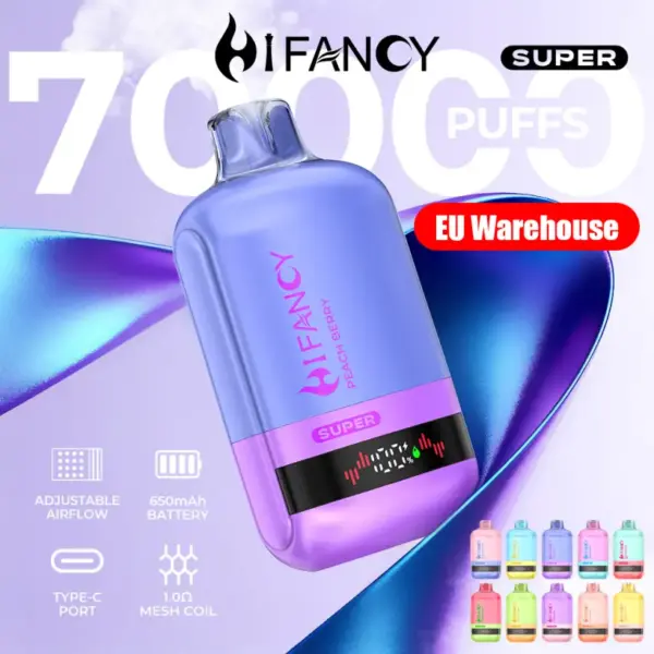 Hifancy 70K Puffs 70000 Super Vape Jednorazowy Darmowa Wysyłka Magazyn UE