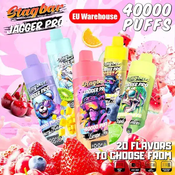Stagbar Jagger Pro 40K Puffs 40000 Jednorazowy E Papieros Hurt Magazyn UE