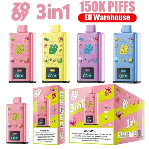 Zooy 150K Puffs 150000 Potrójne Smaki Jednorazowy Vape 3 W 1 Hurtownia Magazyn UE