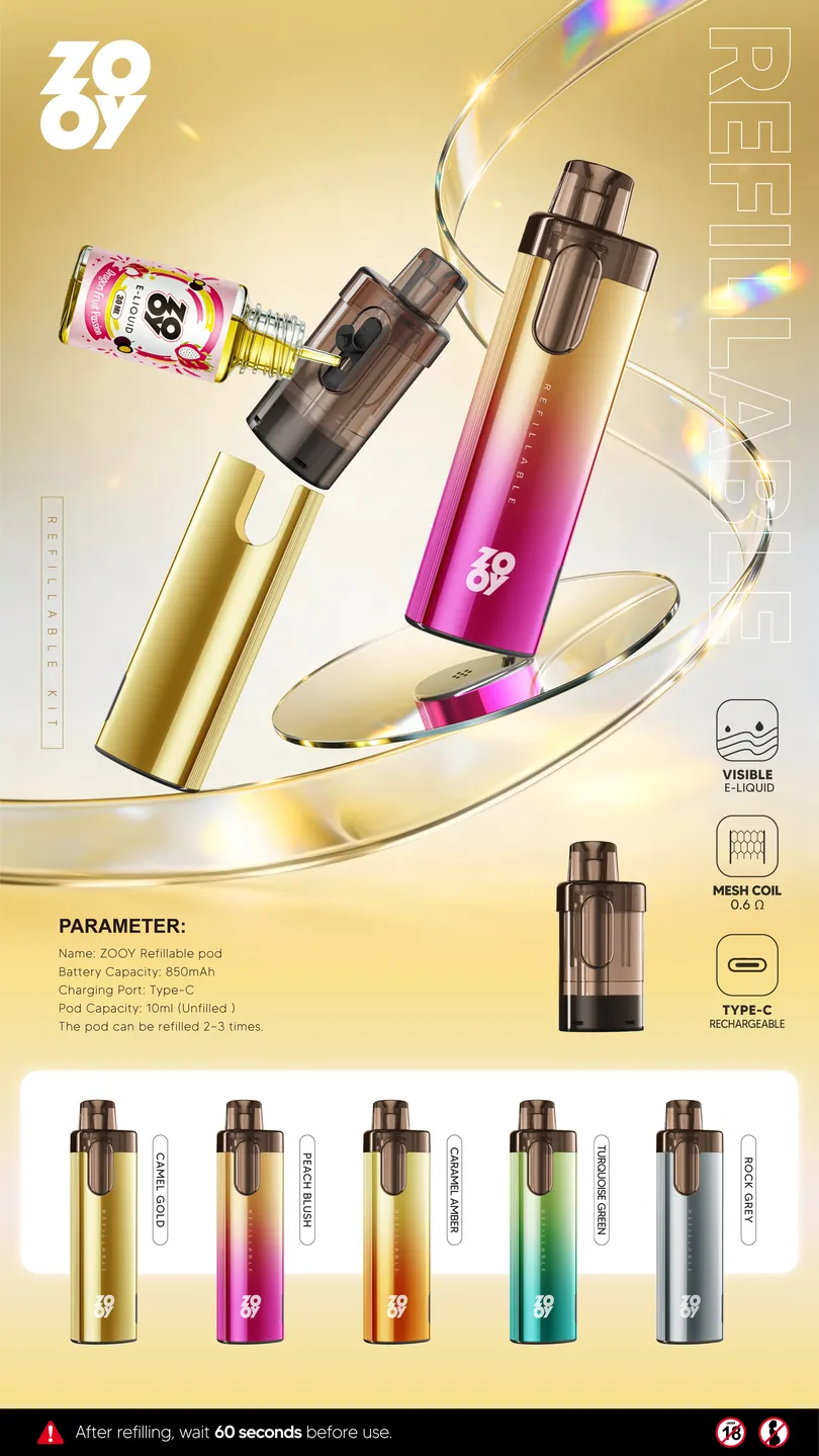 ZOOY Pusty wielokrotnego napełniania pod ładowalny widoczny zbiornik na płyn do vape hurt fabryka oryginalna hurt online 17 ZOOY Refillable Pod